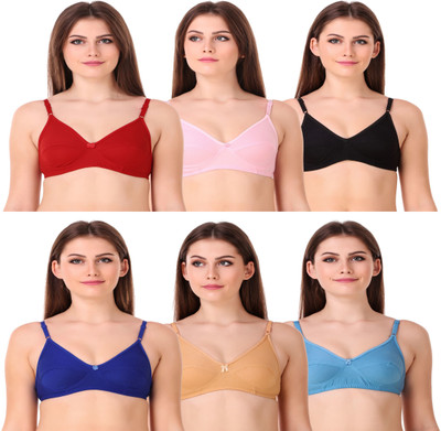 Fitlay Non Padded Non Wired Regular T-Shirt Bras Women Push-up Non Padded Bra(Multicolor)