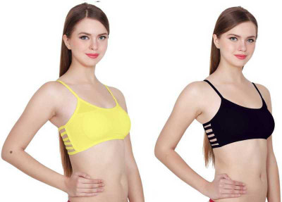 BRATON Women Bralette Non Padded Bra(Yellow, Black)