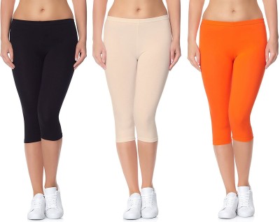 SwaNit Women Black, Beige, Orange Capri