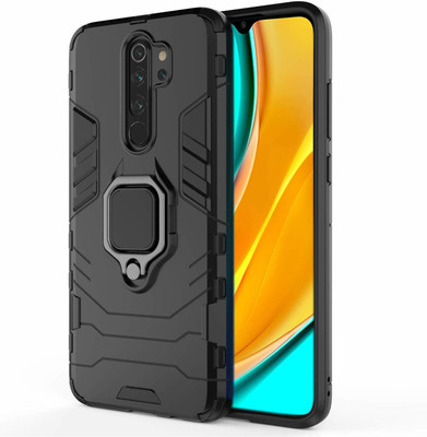 MOBILOVE Back Cover for Mi Redmi 9 Prime / Poco M2 | Defender Kickstand 360 Degree Case(Black, Rugged Armor, Pack of: 1)