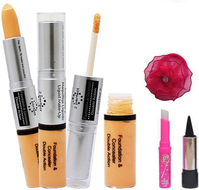 ads Foundation and Concealer (2 in 1), kajal, Pink Lip and Band(8 Items in the set)