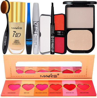 adbeni Combo - Foundation, Blusher, Compact Powder with Eyeliner & Mascara Combo, Hand Cleanser (GC1144)(8 Items in the set)