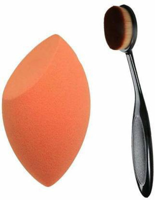 Lusty soul Professional and personal use synthetic single oval brush with puff(2 Items in the set)