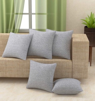 MAHALUXMI COLLECTION Plain Cushions Cover(Pack of 5, 60 cm*60 cm, Silver)
