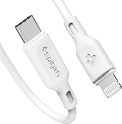 Spigen Lightning Cable 3 A 0.9 m 000CA25416(Compatible with Mobile, iPhone, iPad, Apple Products, White, One Cable)