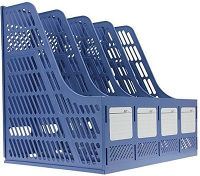 DITCAFOS 4 Compartments Plastic File Holder(Blue)