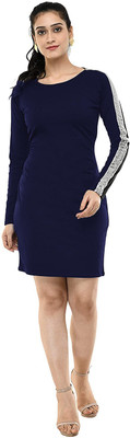 NEYSA Women Bodycon Dark Blue Above Knee/Mid Thigh Length Dress