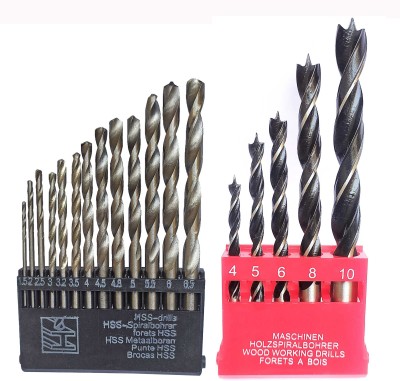 Inditrust new 13pc HSS bits and 5pc Wood drill bits (Pack of 2) for Wood , Plastic , Aluminium and etc