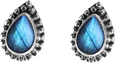 jsaj 925 STERLING SILVER LABORIDE STONE STUDD TOPS EARRING Onyx Sterling Silver Stud Earring