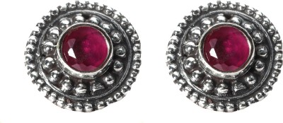 jsaj 925 STERLING SILVER RUBY STONE STUDD TOPS EARRING Ruby Sterling Silver Stud Earring