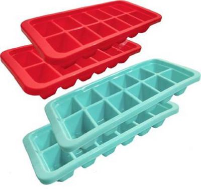 Sharry Blue, Red Plastic Ice Cube Tray(Pack of4)