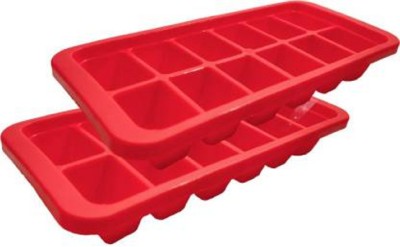 DCENTA Ice cube tray DC-4004 Red Plastic Ice Cube Tray(Pack of2)