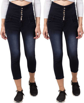 Qtsy Slim Women Dark Blue, Dark Blue Jeans(Pack of 2)