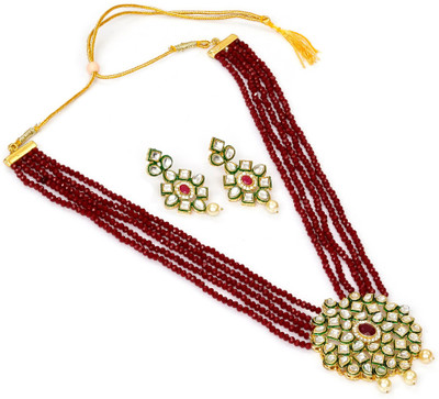 GEODE DELIGHT Alloy Gold-plated Maroon Jewellery Set(Pack of 1)