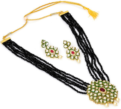 GEODE DELIGHT Alloy Gold-plated Black Jewellery Set(Pack of 1)