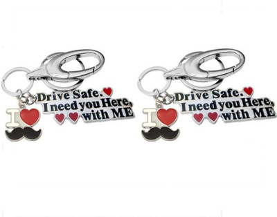 Rashi Traders 2 Drive Safe I Need You Here, With Me With I Love Moonchh Locking Key Chain Key Chain