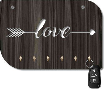 Phonedda Wood Key Holder(6 Hooks, Black)