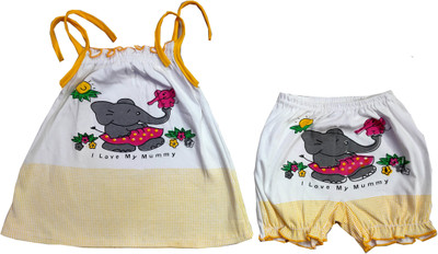 Siddhi Enterprises Baby Girls Casual Top Shorts(yellow)