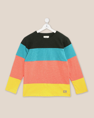 Nitt Hyman  - Cherry Crumble Boys Colorblock Cotton Blend Regular T Shirt(Multicolor, Pack of 1)