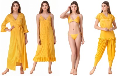 Romaisa Women Nighty Set(Yellow)