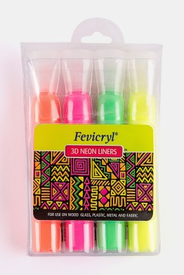 Fevicryl 3D Neon Liners(Set of 1, Pink, Green, Yellow and Orange)