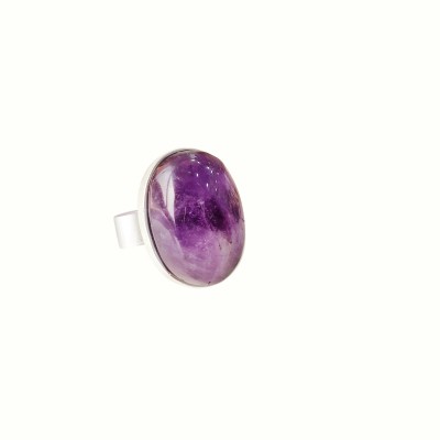 Shubhanjali Amethyst Natural Oval Shape Crystal Adjustable Stone Finger Ring Jewellery Gifts For Men & Women-Purple,Small Stone Amethyst Ring