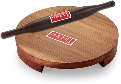 HAZEL Sagwan Polpat Chakla Roti Chapati Maker 23 cm With Sheesham Roti Roller Belan Rolling Pin 34 cm Rolling Pin & Board(Brown, Brown, Pack of 2)
