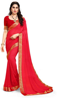 mahalaxmi fab Printed Daily Wear Georgette Saree(Red)