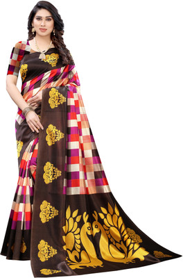 Divastri Solid/Plain Bollywood Georgette Saree(Brown)