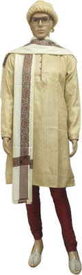 kaashmir handloom Cashmere Woven Men Shawl(White)