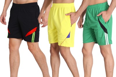 MRD DESIGNER HUB Striped Men Black, Light Green, Yellow Running Shorts