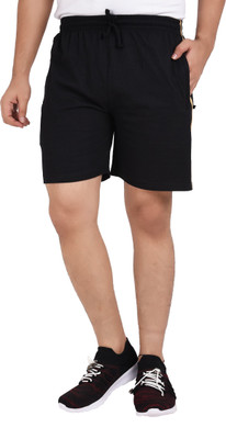 NEO GARMENTS Solid Men Black Regular Shorts