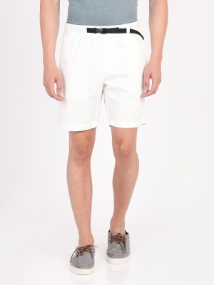 BREAKBOUNCE Solid Men White Regular Shorts