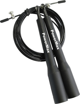 Powermax Fitness JP-5 (Black) Exercise Speed Jump Rope With Adjustable Cable Ball Bearing Skipping Rope(Black, Length: 300 cm)