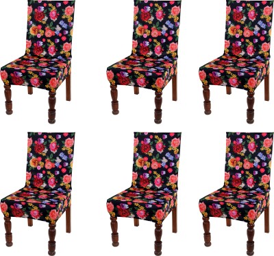 Multitex Polyester Floral Chair Cover(Multicolor Pack of 6)