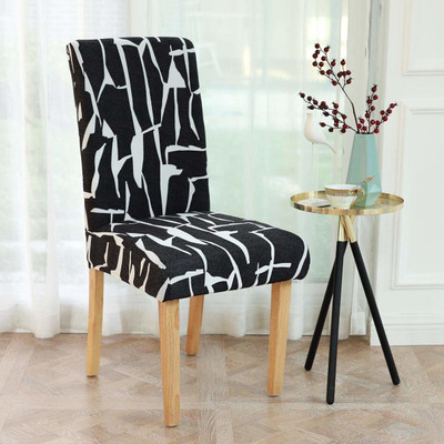lukzer Polyester Abstract 1 Seater Chair Cover(Black, White Pack of 1)