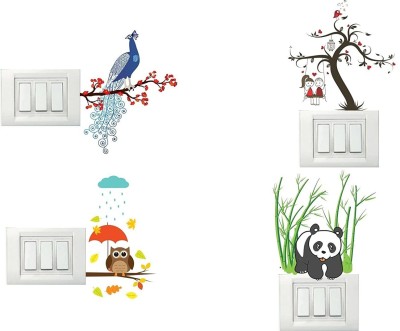 Asmi Collections 15 cm Nature Wall Stickers for Light Switches - Set of 4 Self Adhesive Sticker(Pack of 4)