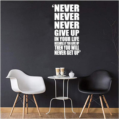 LYOMAN 59 cm nevergetup-wht Self Adhesive Sticker(Pack of 1)