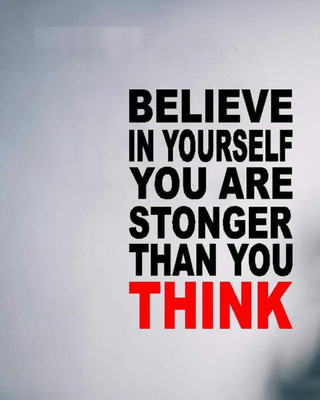 LYOMAN 59 cm believeyurself-blkred Self Adhesive Sticker(Pack of 1)