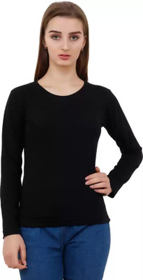 Morewill Solid Women Round Neck Maroon T-Shirt