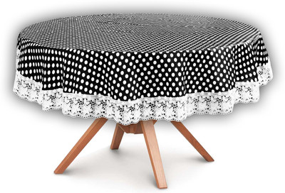 Stylista Printed 4 Seater Table Cover(Black, PVC)