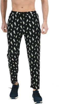 IndiWeaves Printed Men Black Track Pants