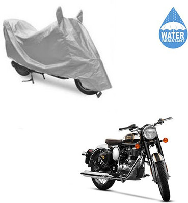 SRENTERPRISES Two Wheeler Cover for Royal Enfield(Classic Chrome, Silver)
