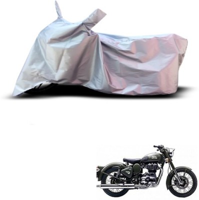 APNEK Waterproof Two Wheeler Cover for Royal Enfield(Battle Green, Silver)