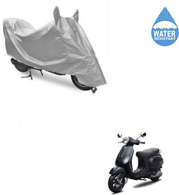 SRENTERPRISES Two Wheeler Cover for Piaggio(Vespa LX, Silver)