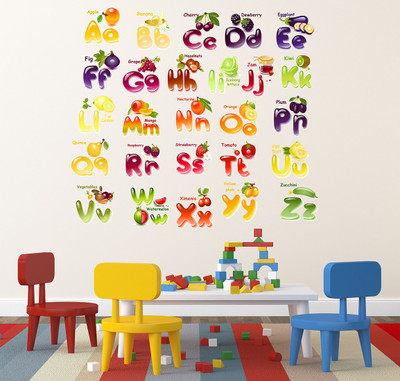 Wallzone 60 cm Colorfull Alphabets Removable Sticker(Pack of 1)