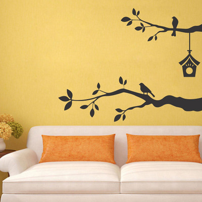 WALL STICKS 76.2 cm TREE BRANCH HOME NEST BIRD WALLSTICKER Self Adhesive Sticker(Pack of 1)