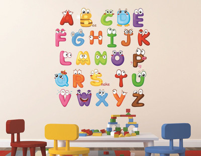 Keliko 60 cm Alphabets | Multi| Multi | Wall Stickers | PVC Vinyl | Non-Reusable | Self Adhesive Sticker(Pack of 1)