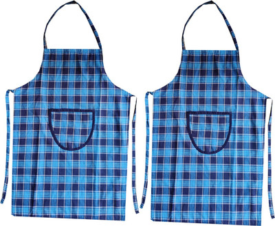A3P the smart choice Cotton Home Use Apron - Free Size(Blue, Pack of 2)