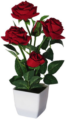 YSK Creation Multicolor Rose Artificial Flower  with Pot(12 inch, Pack of 1, Flower with Basket) deal from flipkart